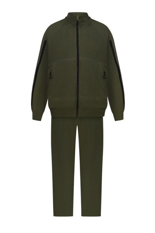 Костюм з блискавками на рукавах та холошах хакі