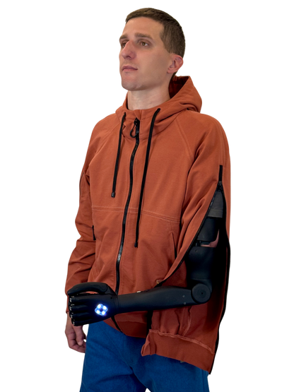 Adaptive Hoodie with Zippered Sleeves - Terracotta