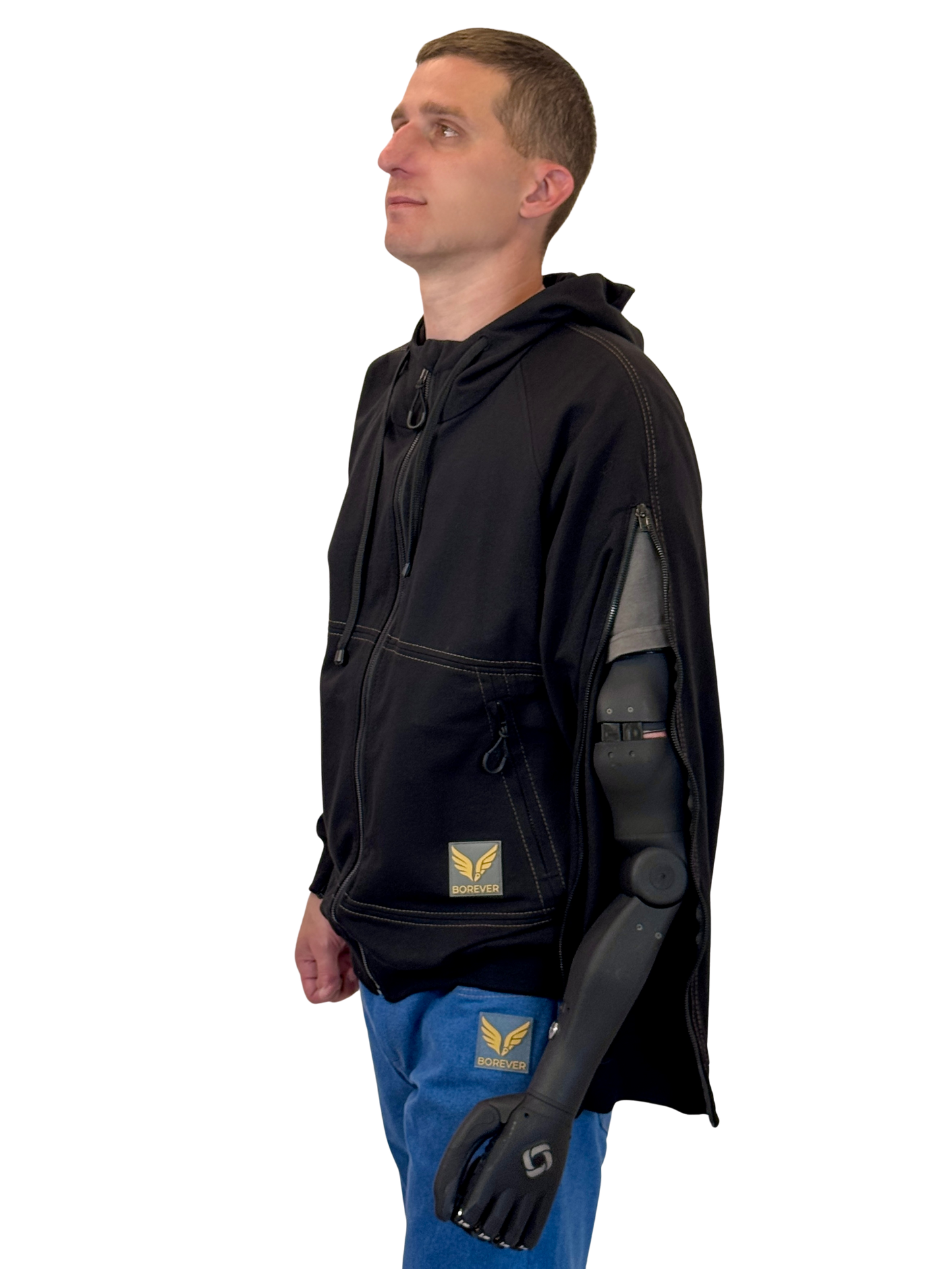 Adaptive Hoodie with Zippered Sleeves - black