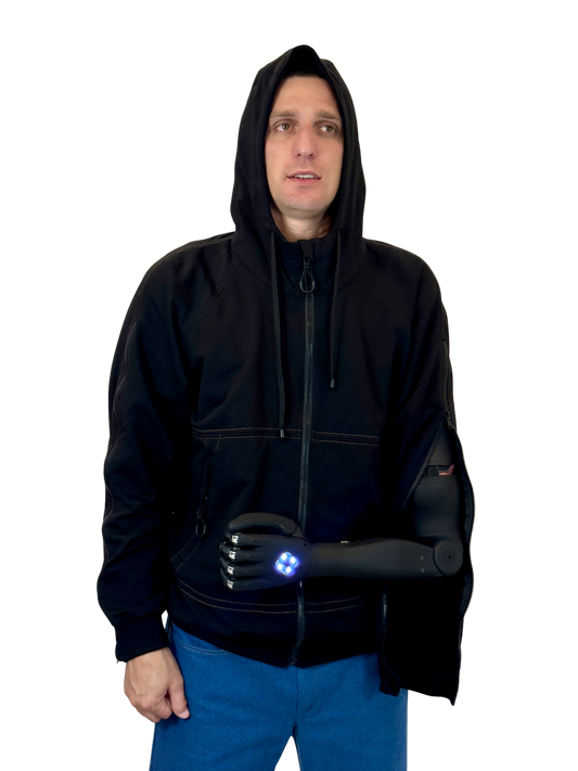 Adaptive Hoodie with Zippered Sleeves - black