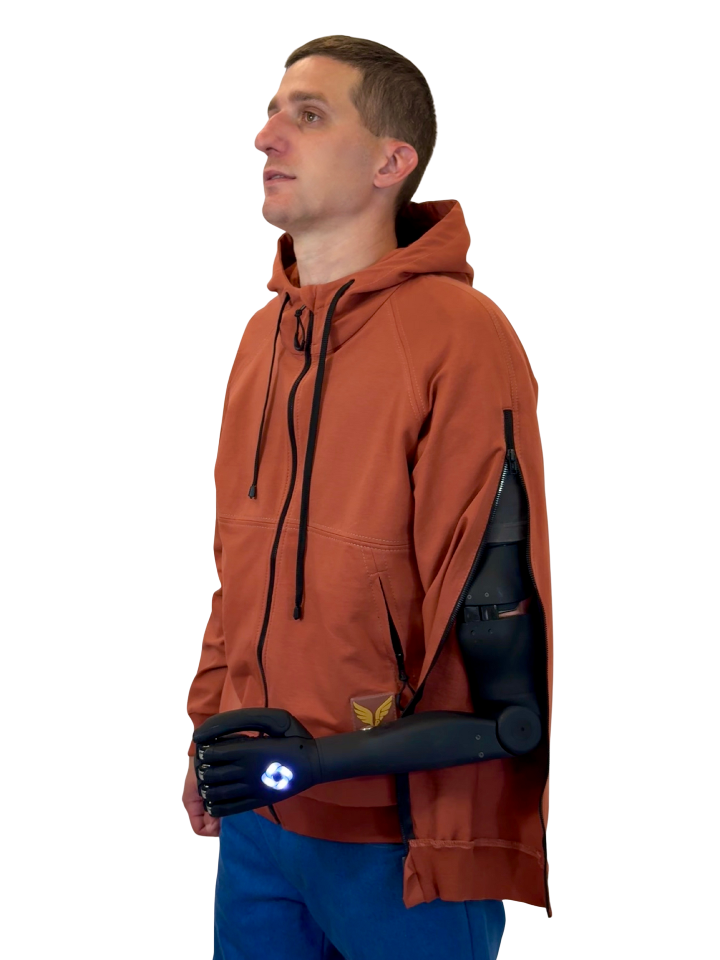 Adaptive Hoodie with Zippered Sleeves - Terracotta