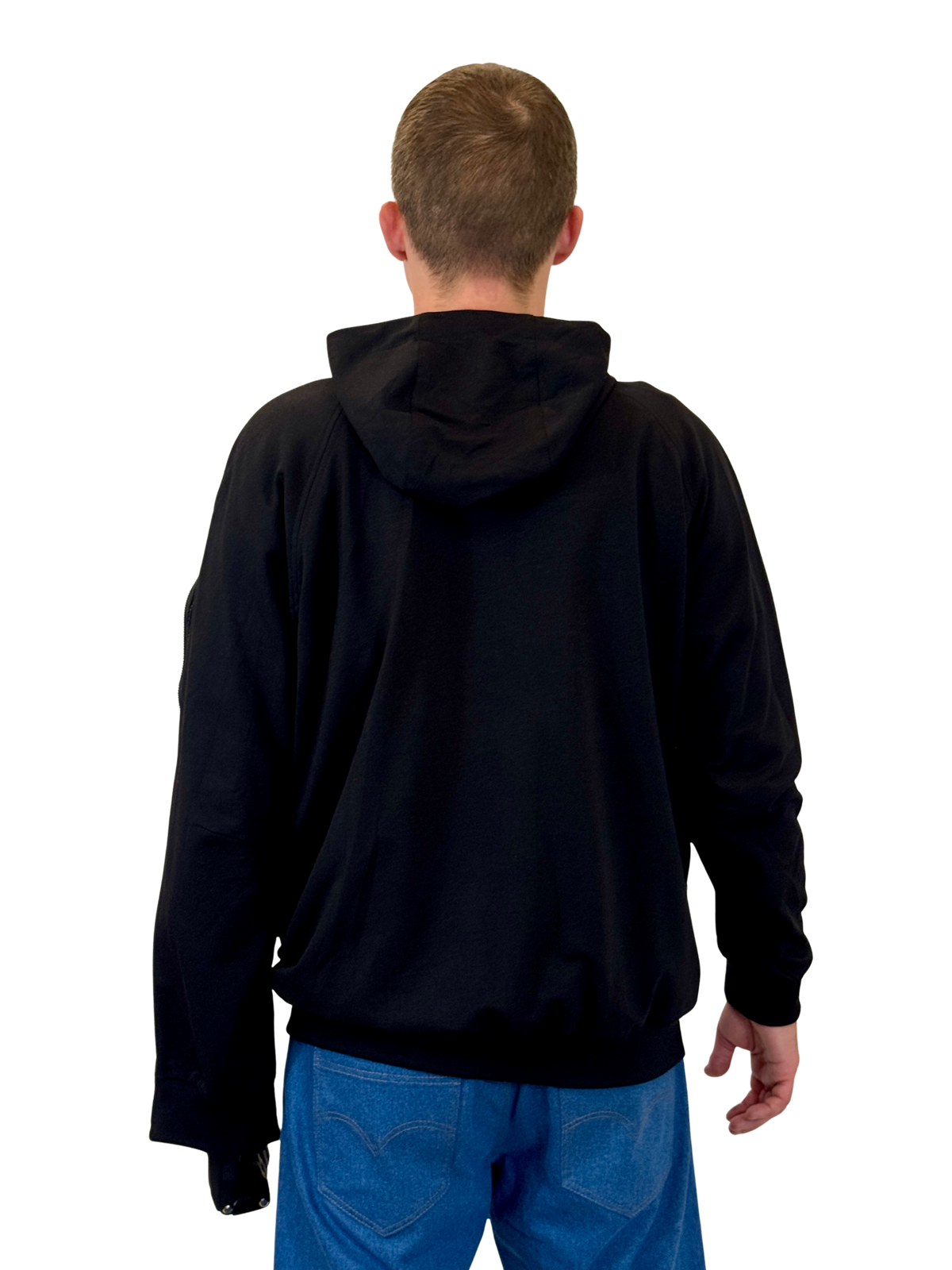 Adaptive Hoodie with Zippered Sleeves - black