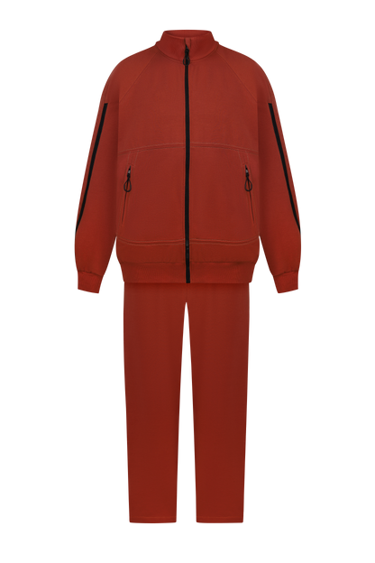 Костюм з блискавками на рукавах та холошах теракотовий