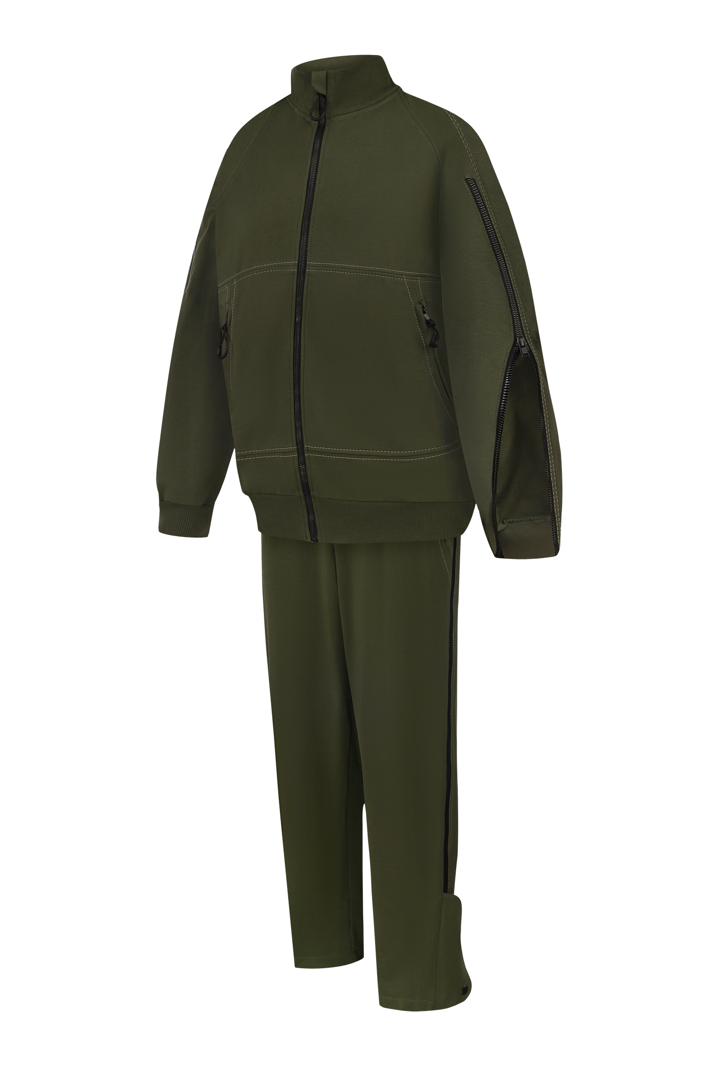 Костюм з блискавками на рукавах та холошах хакі