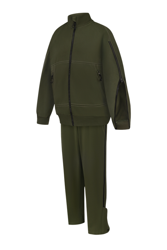 Костюм з блискавками на рукавах та холошах хакі