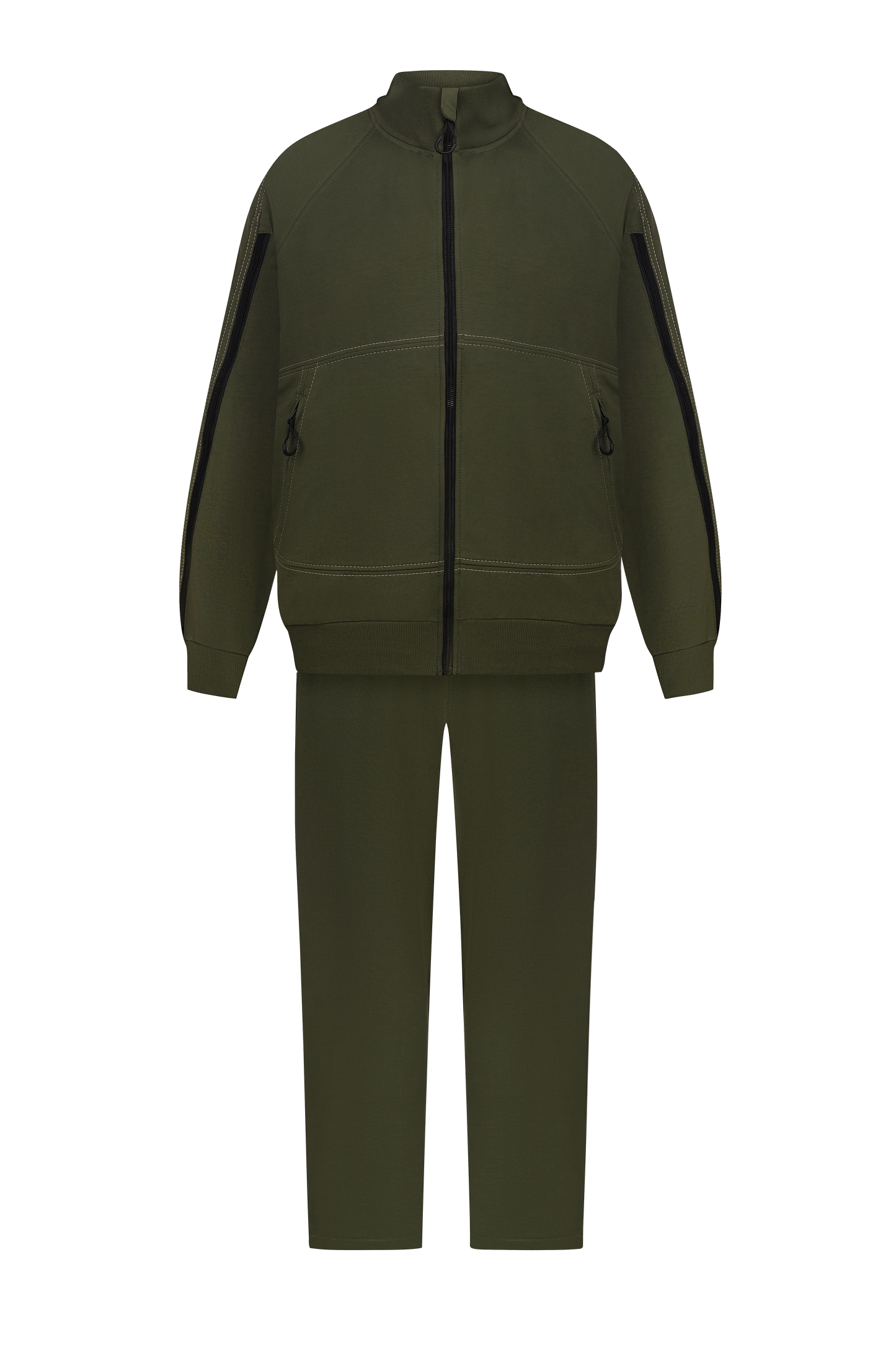 Костюм з блискавками на рукавах та холошах хакі