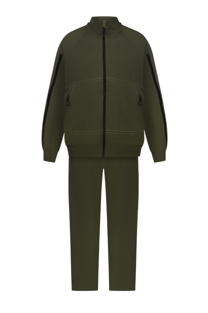 Костюм з блискавками на рукавах та холошах хакі