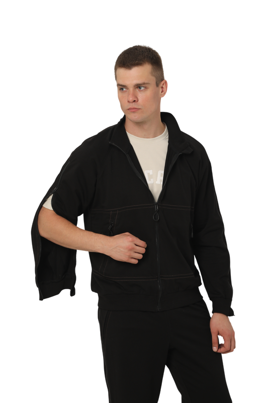 Bomber with zippered sleeves