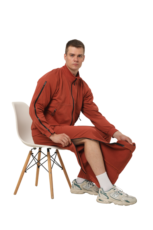 Штани адаптивні з холошами на блискавках теракотові