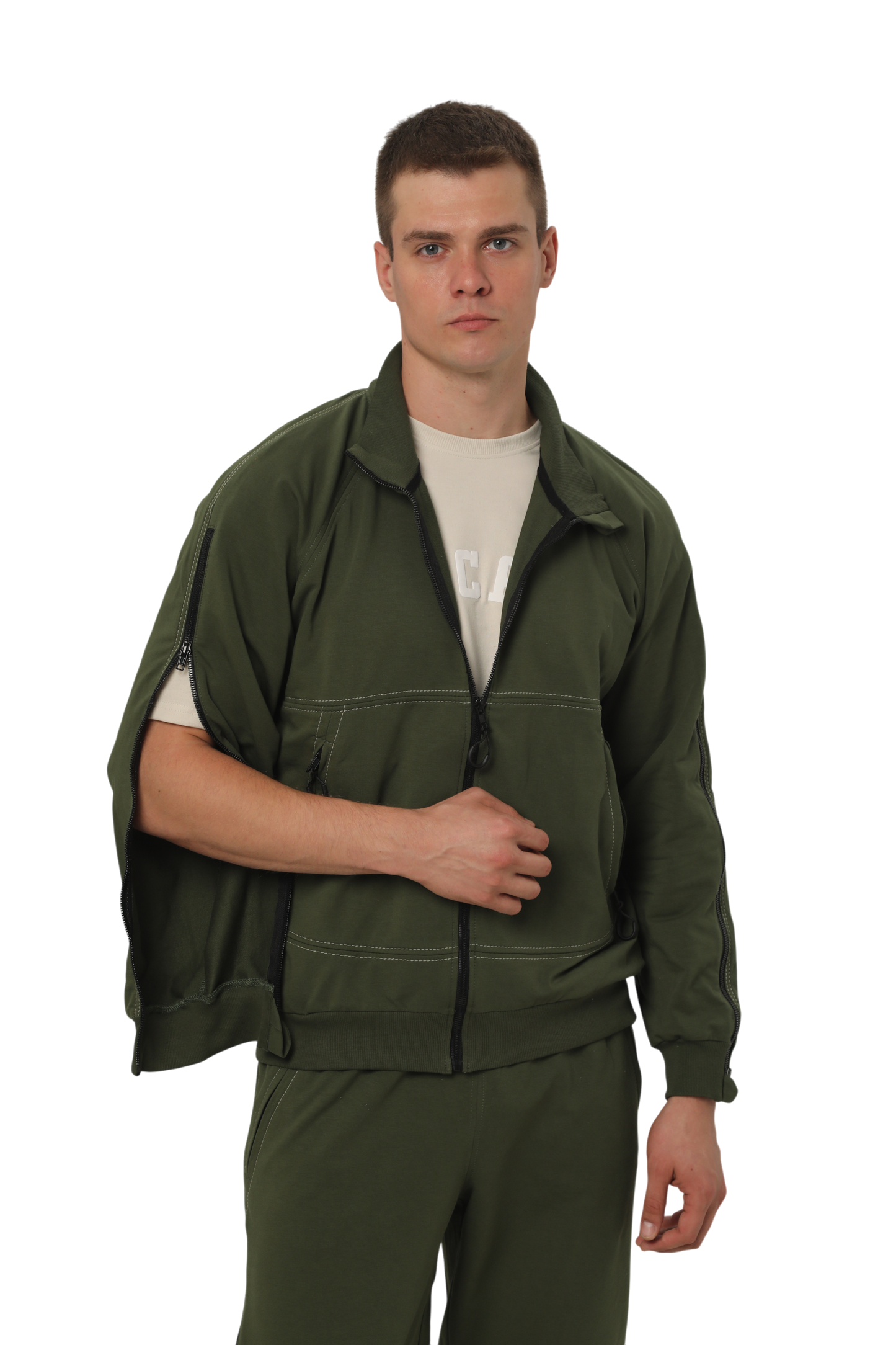 Куртка адаптивна з рукавами на блискавках хакі