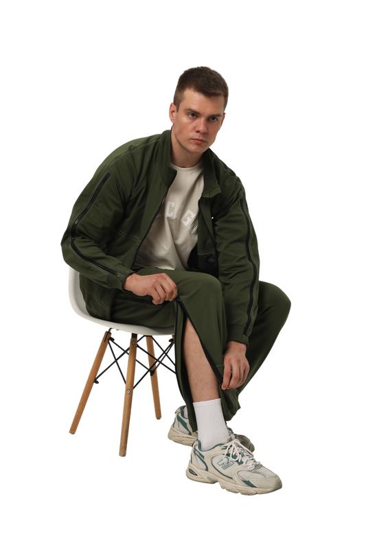 Штани адаптивні з холошами на блискавках хакі