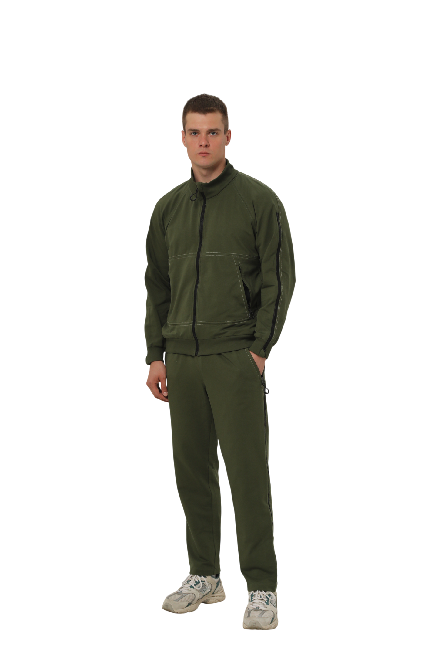 Костюм з блискавками на рукавах та холошах хакі