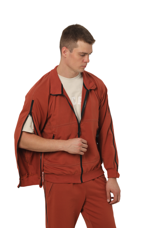 Куртка адаптивна з рукавами на блискавках теракотова