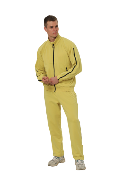 Адаптивний костюм з блискавками на рукавах та холошах - жовтий
