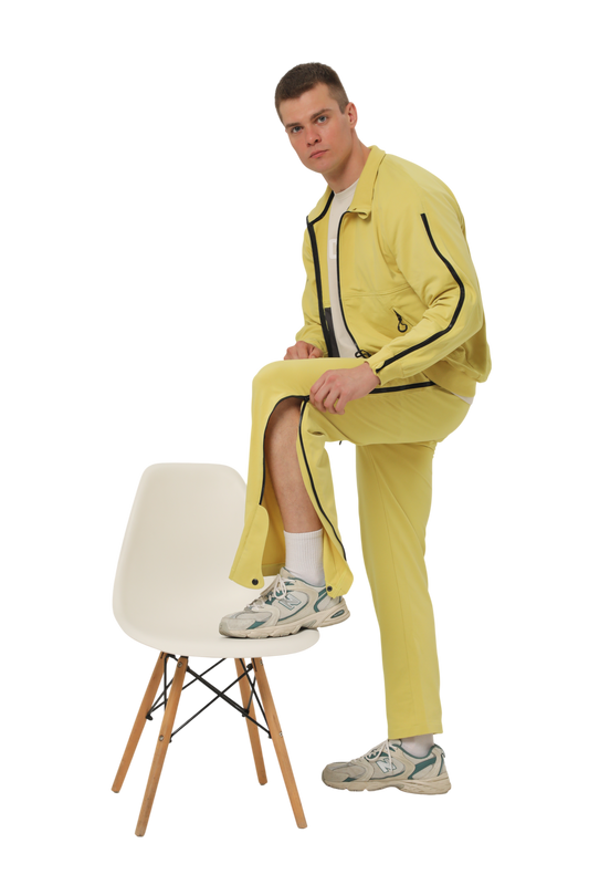 Pants with zippered legs yellow